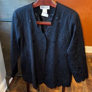 Women's Black Embroidered Blazer